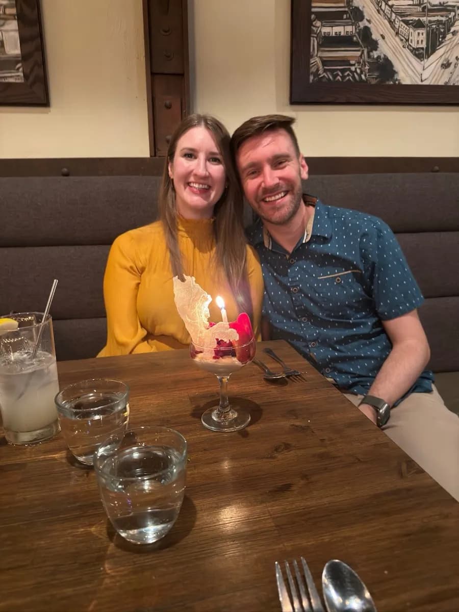 Chrissy and Dimitri on the day of their engagement